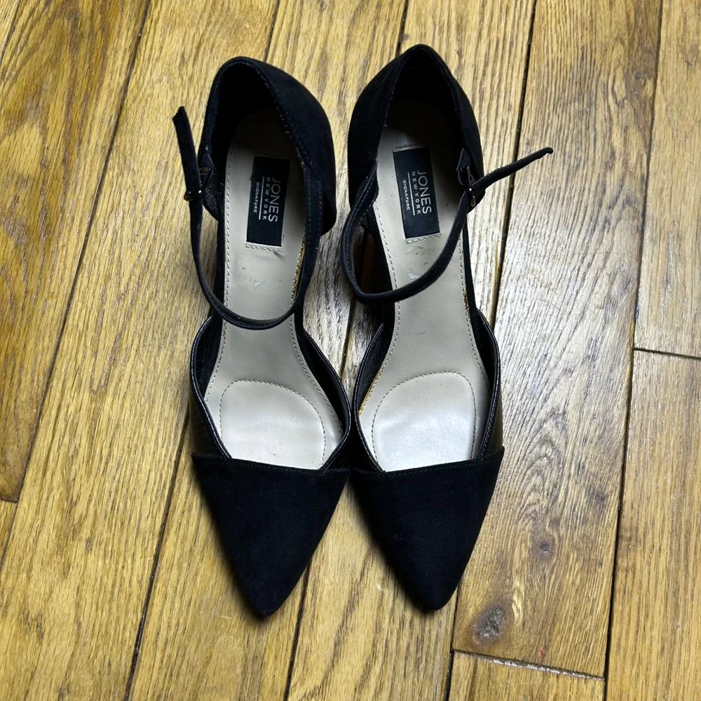 Jones New York Signature Daena Black Pointed Toe Ankle Strap‎ Pumps Heels 8.5M